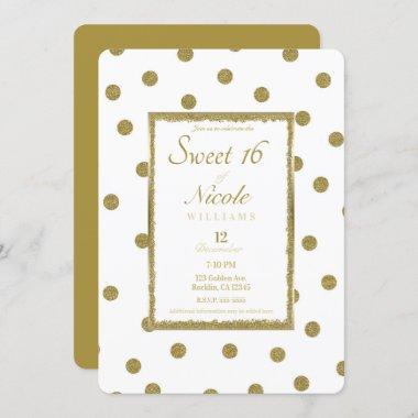 Elegant Classy & Chic White Gold Sweet 16 Party Invitations