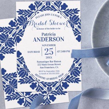 Elegant Classy Floral Blue and White