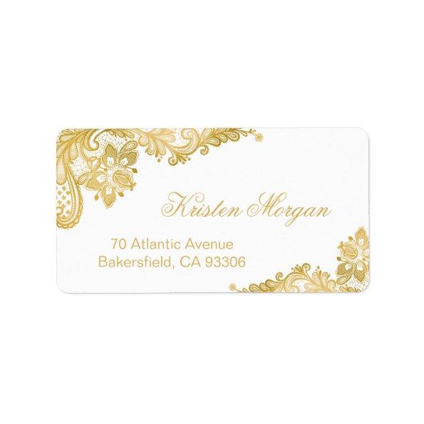 Elegant Classy Floral Gold Lace Label