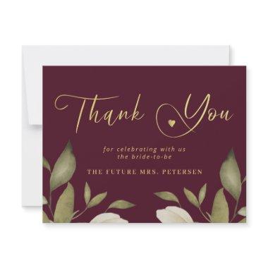 Elegant classy gold burgundy bridal shower thank you Invitations