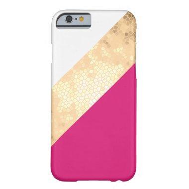 elegant clear faux gold pink white stripes barely there iPhone 6 case