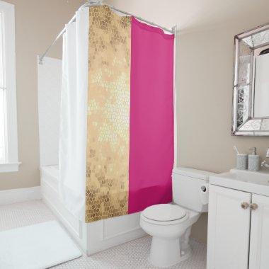 elegant clear faux gold pink white stripes shower curtain
