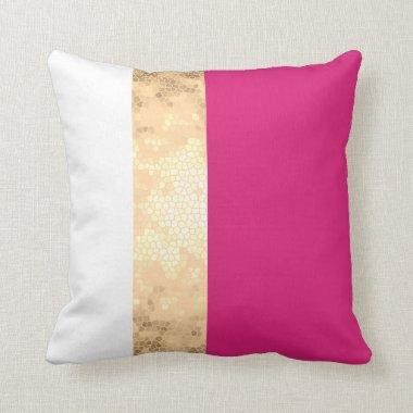 elegant clear faux gold pink white stripes throw pillow