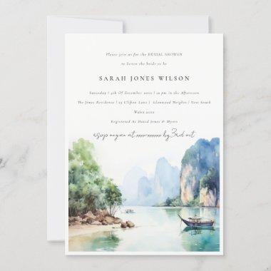 Elegant Coastal Thailand Seascape Bridal Shower Invitations