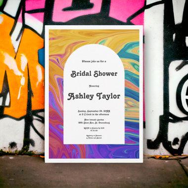 Elegant Colorful Abstract Modern Bridal Shower Invitations