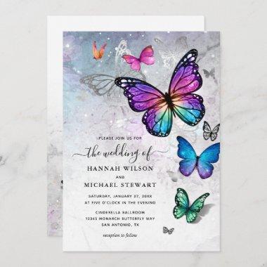 Elegant Colorful Butterfly Wedding Invitations