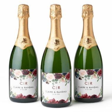 Elegant Colorful Floral Delight Wedding Sparkling Wine Label