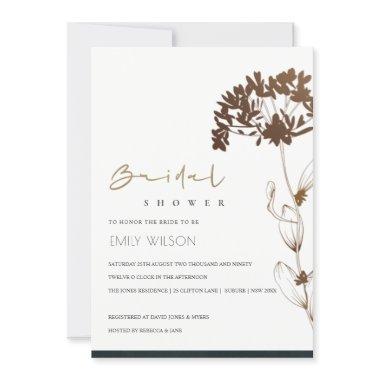 ELEGANT COPPER FOIL HYDRANGE  INVITE