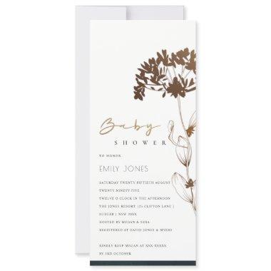 ELEGANT COPPER FOIL HYDRANGEA FLORAL BABY SHOWER Invitations