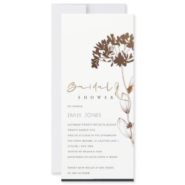 ELEGANT COPPER FOIL HYDRANGEA FLORAL BRIDAL SHOWER Invitations