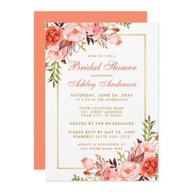 Elegant Coral Floral Gold