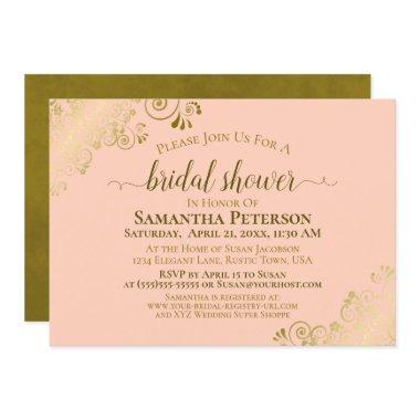 Elegant Coral Peach Gold Lace Frills