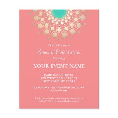 Elegant Coral Pink and Gold Circle Motif