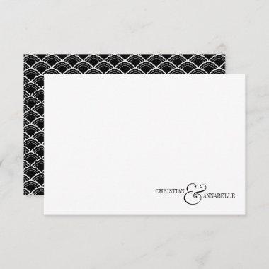 Elegant Couple Black Scallop Wedding Stationery Note Invitations
