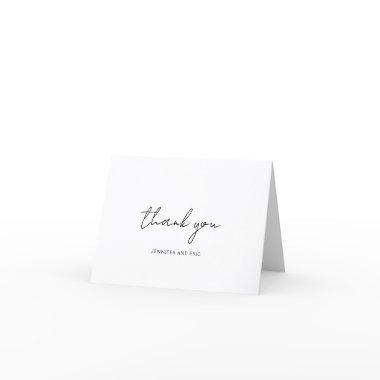 Elegant Couple Black White Script Thank You Invitations