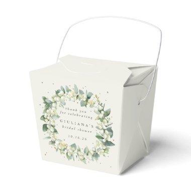 Elegant Cream Snowberry+Eucalyptus Bridal Shower Favor Boxes
