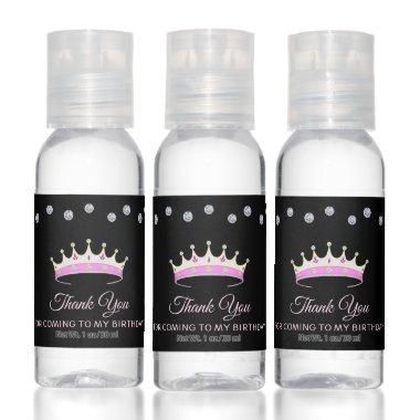 Elegant crown & diamonds on black Thank You Hand Sanitizer