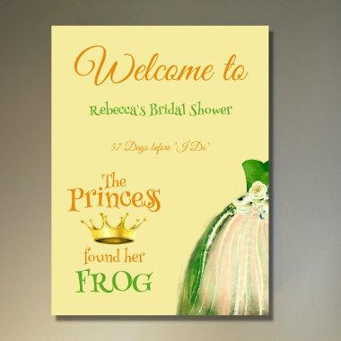 Elegant Crown Princess Frog Bridal Shower Welcome Poster