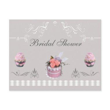 Elegant Cupcakes Pink & Grey Bridal Shower Invitations