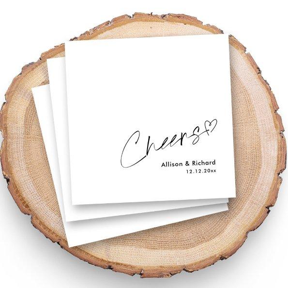 Elegant Custom Cheers Wedding Napkins with Names