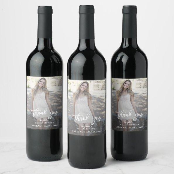 Elegant Custom Photo Bridal Shower Wine Label