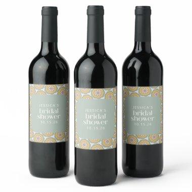 Elegant Custom Sage Green Floral  Wine Label