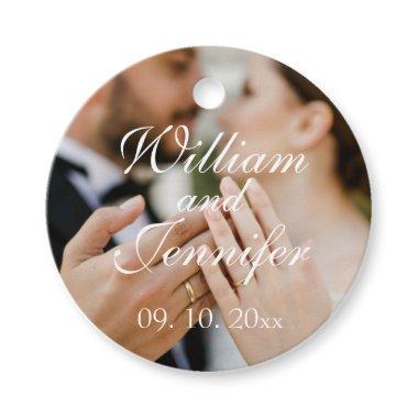 Elegant Customize Photo, Name, and Date Monogram Favor Tags