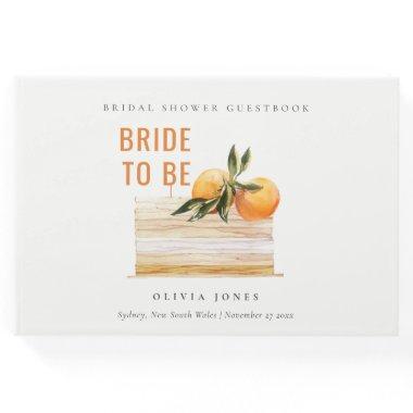 Elegant Cute Boho Orange Fruit Cake Bridal Shower Guest Book