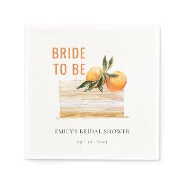 Elegant Cute Boho Orange Fruit Cake Bridal Shower Napkins