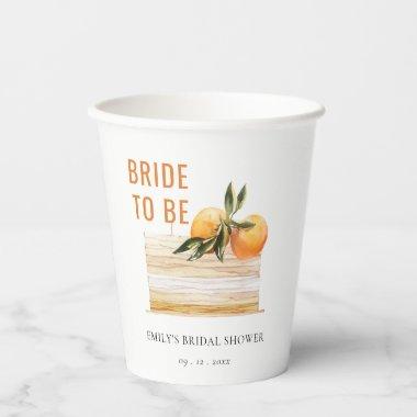Elegant Cute Boho Orange Fruit Cake Bridal Shower Paper Cups