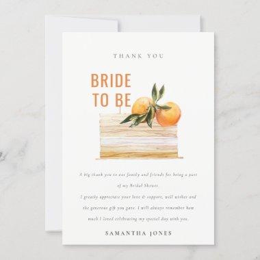 Elegant Cute Boho Orange Fruit Cake Bridal Shower Thank You Invitations