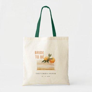 Elegant Cute Boho Orange Fruit Cake Bridal Shower Tote Bag