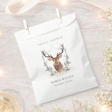 Elegant Cute Dusky Deer Floral Crest Bridal Shower Favor Bag