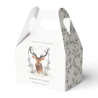 Elegant Cute Dusky Deer Floral Crest Bridal Shower Favor Boxes