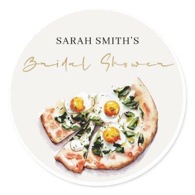 Elegant Cute Egg Basil Pizza Bridal Shower Party Classic Round Sticker