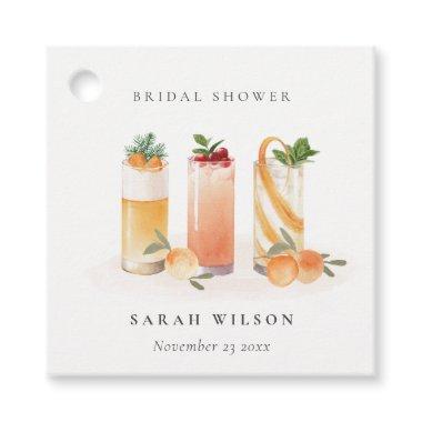 Elegant Cute Fruit Cocktail Orange Bridal Shower Favor Tags