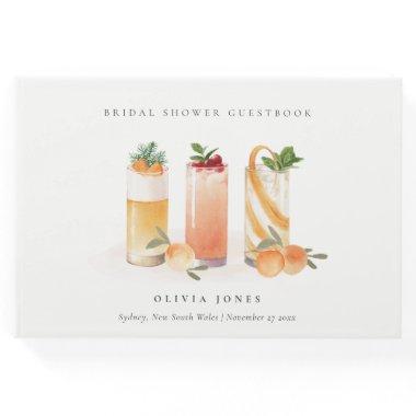 Elegant Cute Fruit Cocktail Orange Bridal Shower Guest Book