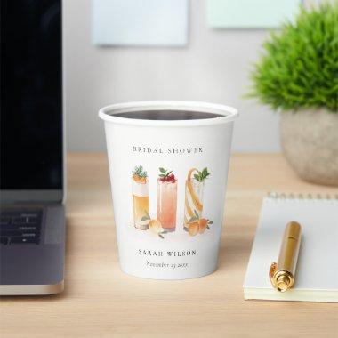 Elegant Cute Fruit Cocktail Orange Bridal Shower Paper Cups