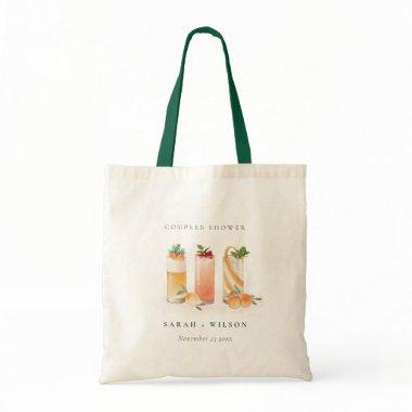 Elegant Cute Fruit Cocktail Orange Couples Shower Tote Bag