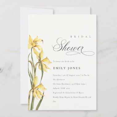 Elegant Cute Yellow Daffodil Bridal Shower Invite