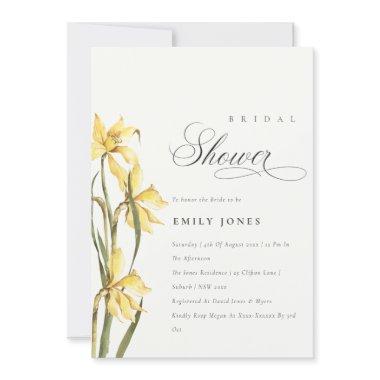 Elegant Cute Yellow Daffodil Bridal Shower Invite