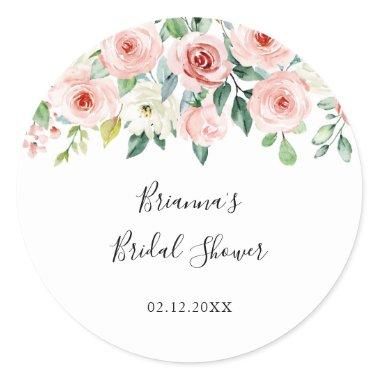 Elegant Dainty Autumn Floral Bridal Shower Favor Classic Round Sticker