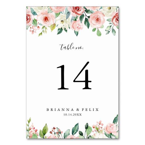 Elegant Dainty Autumn Floral Wedding Table Number