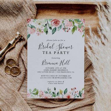 Elegant Dainty Floral Bridal Shower Tea Party Invitations