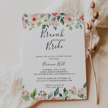 Elegant Dainty Floral Brunch with the Bride Shower Invitations