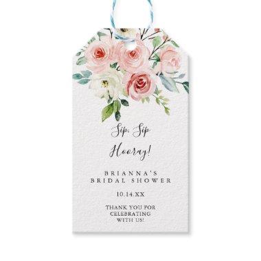 Elegant Dainty Floral Sip Sip Hooray Bridal Shower Gift Tags