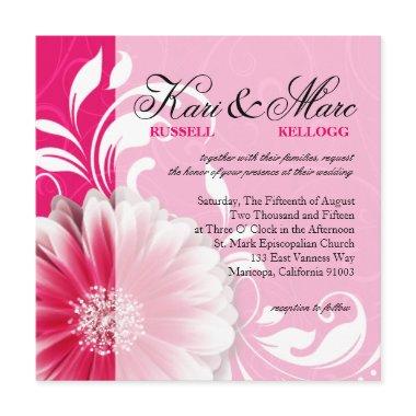 Elegant Daisy Scroll Flourish | fuchsia Invitations