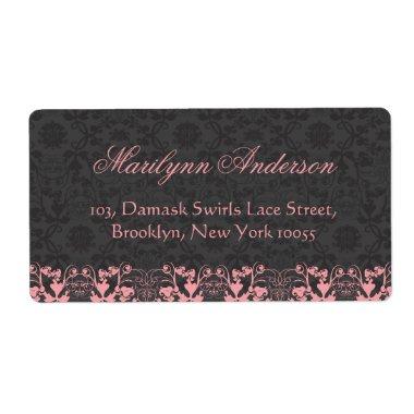 Elegant Damask Lace Floral Vintage Wedding Address Label