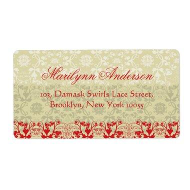 Elegant Damask Lace Floral Vintage Wedding Address Label