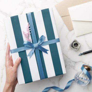 Elegant Dark Teal and White Striped Pattern Wrapping Paper